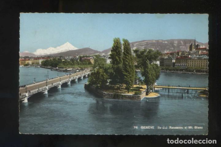 Postales: Suiza. GE. Gen&egrave;ve. *Ile J.J. Rousseau...* Ed. C. Sartori n&ordm; 9004. Circulada 1961.