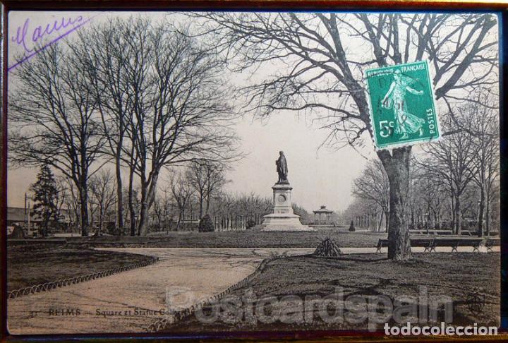 Postales: Francia REIMS Square et Statue Colbert - Foto 1
