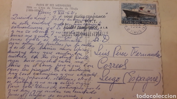 Postales: Postal circulada Paris 1962 - Foto 2