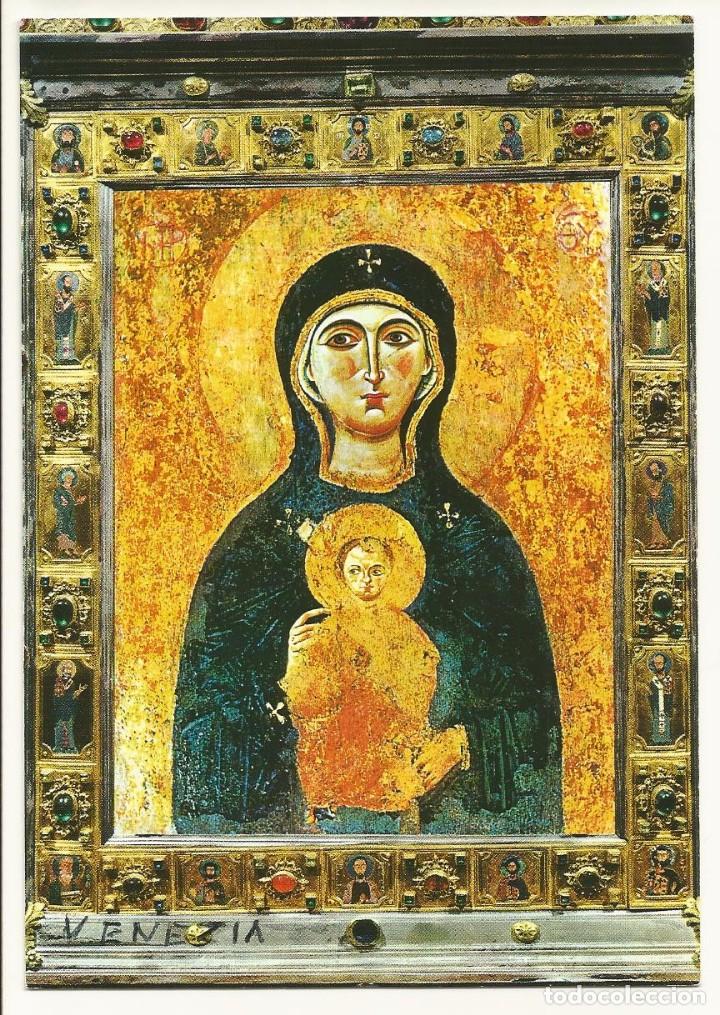 Postales: Imagen de la Madonna Nicopeia, del interior de la Bas&iacute;lica de San Marco, en Venecia. Arte Bizantino
