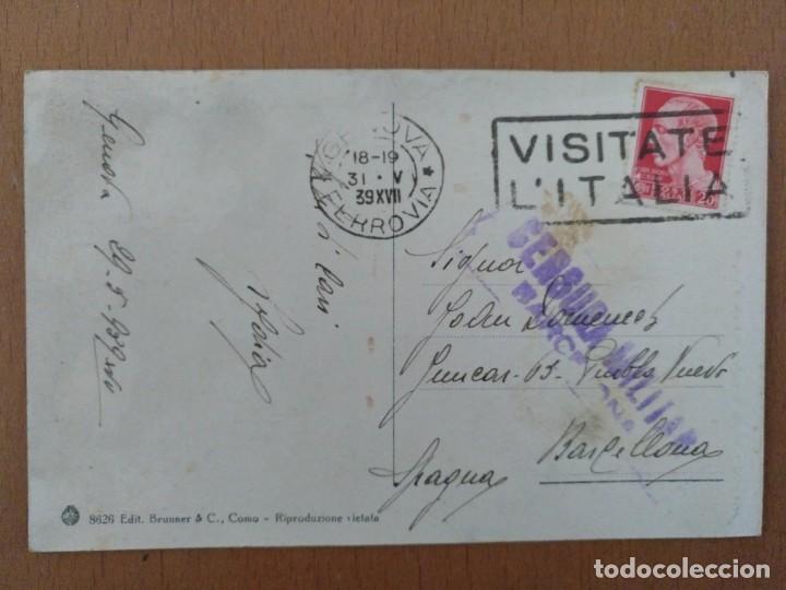 Postales: POSTAL GENOVA VILLETA DINEGRO CASCADA DACQUA CIRCULADA 1939 SELLO CENSURA MILITAR BARCELONA - Foto 2 - 158521518