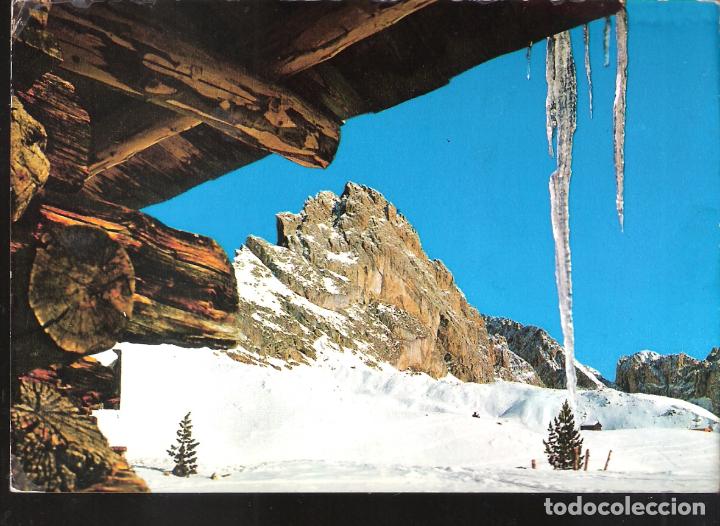Postcards: Dolomites. Seceda. Alpe de Mastle. Campanili de Fermeda. Italia.