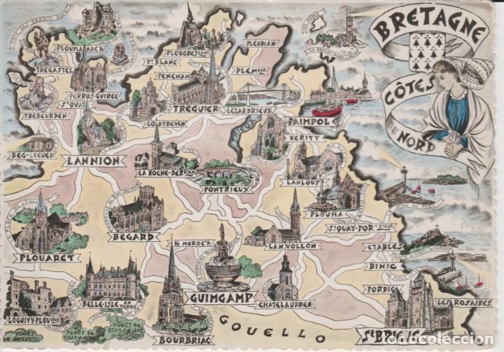 Postales: MAPA DE BRETA&Ntilde;A (FRANCIA ) ... SIN CIRCULAR - Foto 1