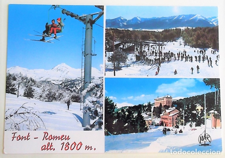 Postales: Font-Romeu. 2688 La Estaci&oacute;n y las pistas de esqu&iacute;- Nueva- Color