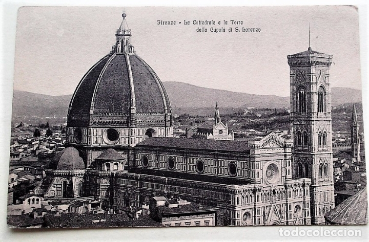 Postais: Florencia. La Catedral y la Torre de la C&uacute;pula de S. Lorenzo. Nueva. Blanco/Negro