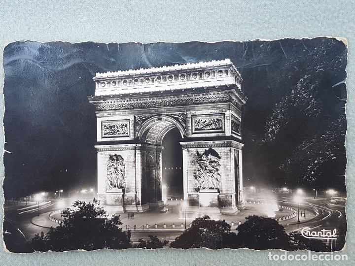 Cartes Postales: PARIS ARCO DEL TRIUNFO DE NOCHE POSTAL FOTOGRAFICA ANTIGUA