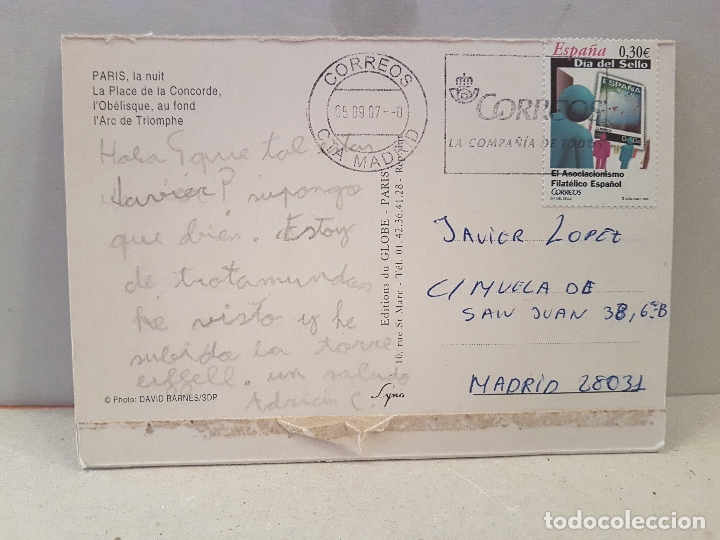 Postales: postal paris el obelisco circulada - Foto 2