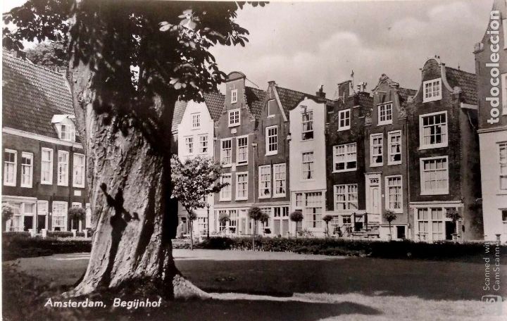 Postales: Amsterdam. Begijnhof (Edificios hist&oacute;ricos). Usada con sello. Blanco/Negro - Foto 1