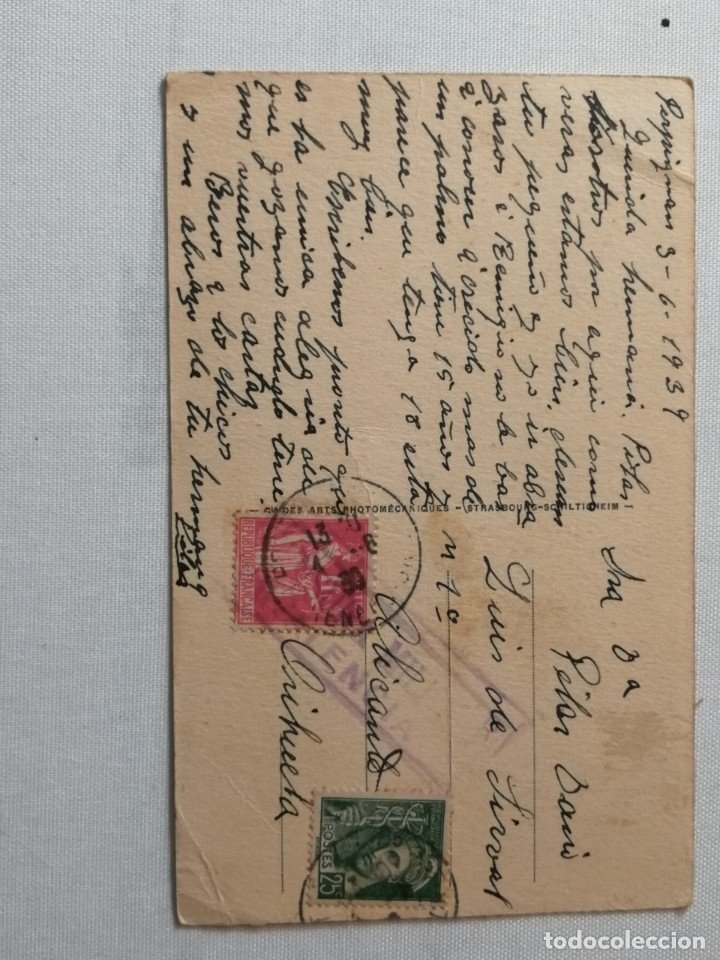 Postales: POSTAL DE PERPIGNAN A&Ntilde;O 1939. - Foto 2