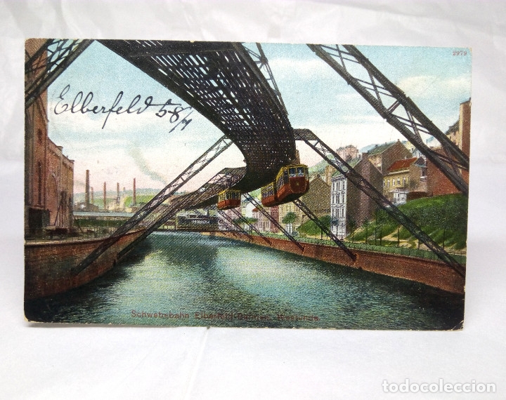 Postales: ANTIGUA POSTAL ALEMANA DEL A&Ntilde;O 1909 - USADA - SCHWEBEBAHN ELBERFELD BARMEN WESTENDE