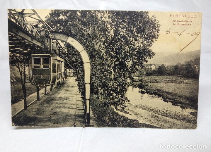 Postales: ANTIGUA POSTAL ALEMANA DEL A&Ntilde;O 1909 - USADA - ELBERFELD SCHWEBEBAHN B. SONNBORN