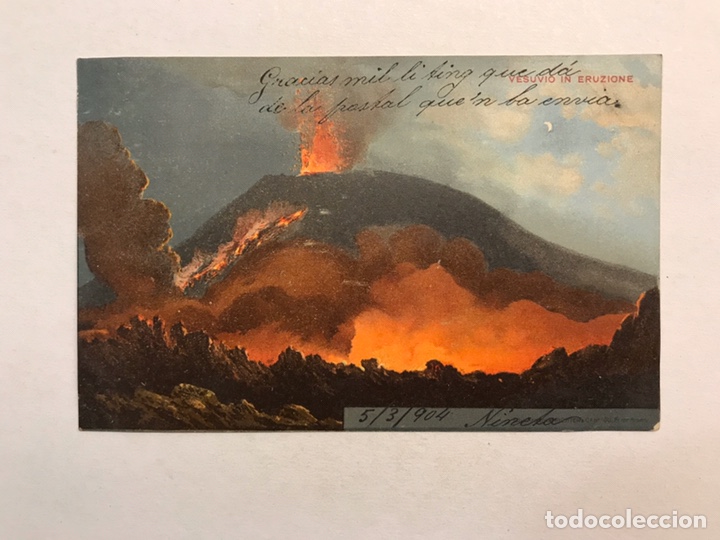 Postales: N&Aacute;POLES. Fotograf&iacute;a Coloreada. El Vesubio en erupci&oacute;n..Edita: Ritcher & Co. N&aacute;poles (a.1904)