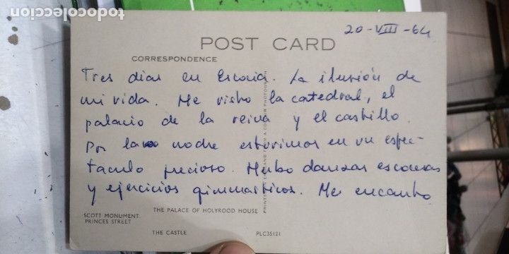 Postales: Postal Edinburgh 1964 escrita - Foto 2