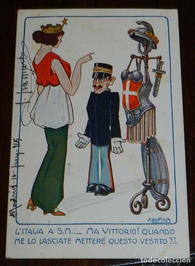 Postcards: POSTAL DE ITALIA, POSTAL SATIRICA DE LA MONARQUIA MA VITTORIO, CIRCULADA EN 1915