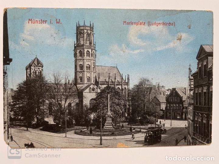 Postkarten: TARJETA POSTAL. ALEMANIA. M&Uuml;NSTER I. W. MARIENPLATZ. LUDGERIKIRCHE. MEDIDAS APROX.: 13.5 X 9 CM.