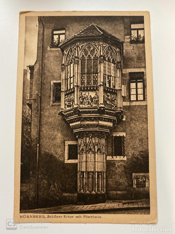 Cartoline: TARJETA POSTAL. ALEMANIA. N&Uuml;REMBERG. SCH&Ouml;NER ERKER MIT PIARRHAUS. MEDIDAS APROX.: 9 X 13.5 CM