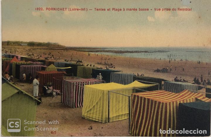 Cartes Postales: TARJETA POSTAL DE FRANCIA- PORNICHET. TENTES ET PLAGE A MAREE BASSE. VUE PRISE DU REMBLAL.