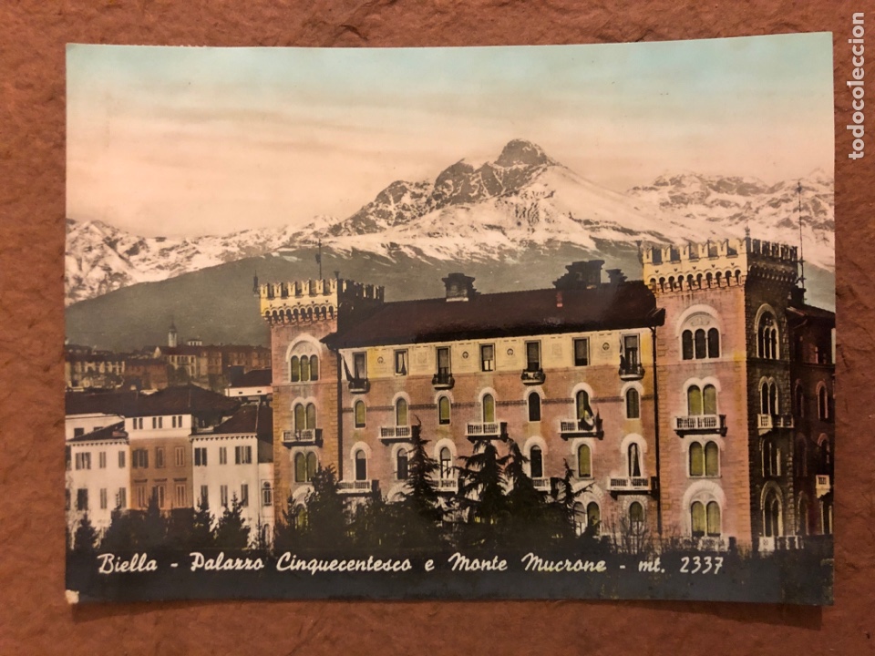 Cartes Postales: BIELLA - PALAZZO CINQUECENTESCO E MONTE MUCRONE (2337 mt.). POSTAL CIRCULADA EN 1959