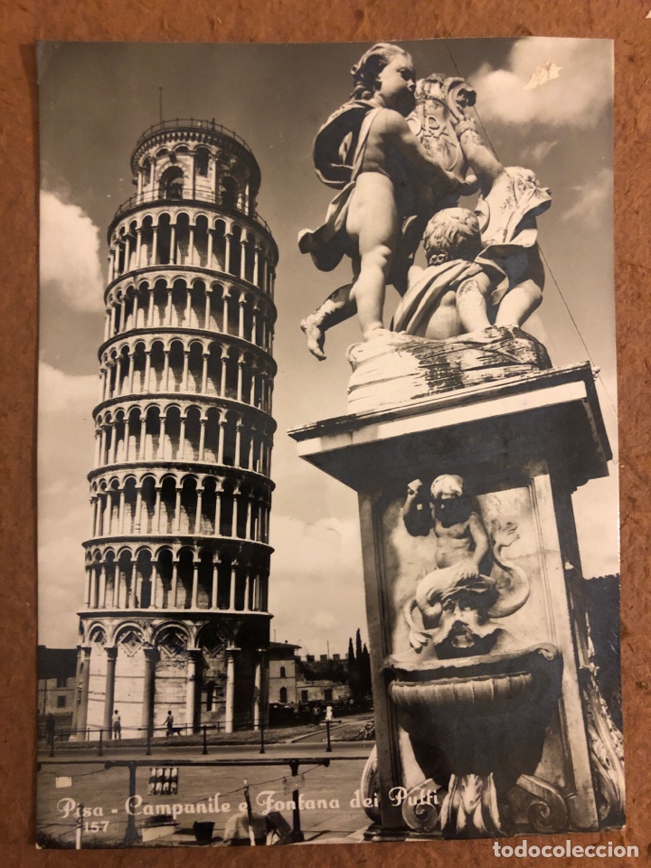 Cartes Postales: PISA, CAMPANILE E FONTANA DEI PUFFI. POSTAL CIRCULADA EN 1957. CON SELLO. N&deg; 157 BARSANTI & FILLI