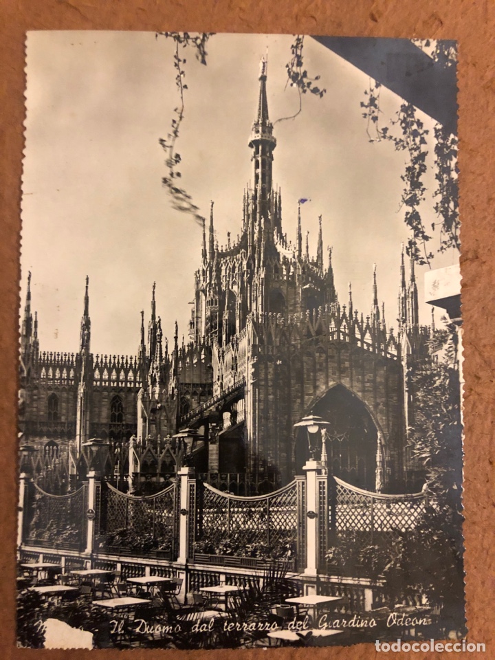 Postais: MILANO, IL DUOMO DAL TERRAZZO DEL GARDINO ODEON. POSTAL CIRCULADA EN 1957. EDIZ. SAF N&deg; 6.