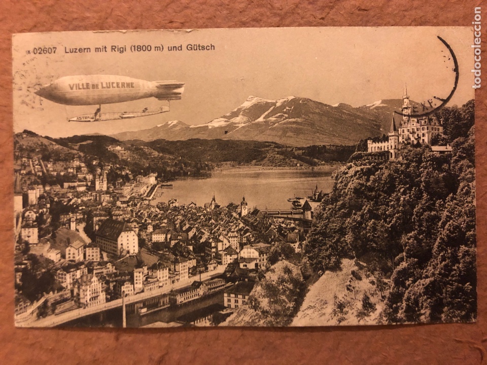 Cartes Postales: LUZERN MIT RIGI (1800 m) UND G&Uuml;TSCH. POSTAL CIRCULADA EN 1910.