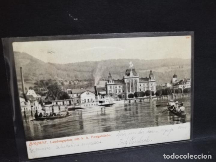 Cartes Postales: TARJETA POSTAL DE BREGENZ. AUSTRIA. LANDUNGSPLATZ MIT. K. K. POSTGEB&Auml;UDE.