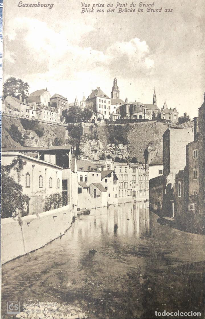 Cartoline: TARJETA POSTAL DE LUXEMBOURG. VUE PRISE DU PONT DU GRUND. BLICK VON DER BR&uuml;CKE IM GRUND AUS.