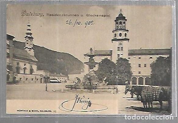 Postcards: TARJETA POSTAL. AUSTRIA. SALZBURG. RESIDENZBRUNNEN U.GLOCKENSPIEL. 25. WURTHLE & SOHN