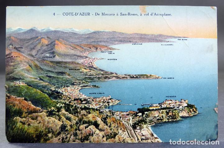 Cartoline: Postal Cote d Azur De M&oacute;naco a San Remo &agrave; vol d a&eacute;roplane Ed Giletta sin circular