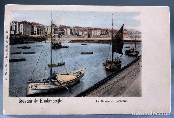 Postcards: Postal Souvenir de Blankenberghe B&eacute;lgica Le Bassin de P&ecirc;cheurs Nels sin dividir sin circular