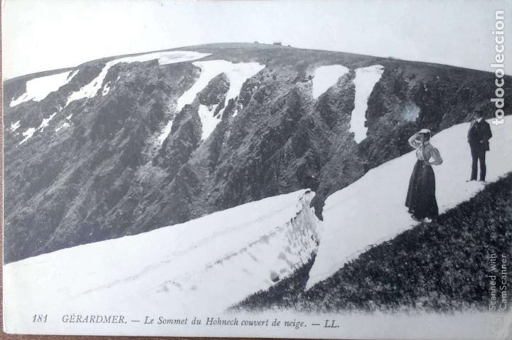 Postkarten: Gerardmer (Francia). 181 La cumbre del Hohnech cubierta de nieve. Animada. Usada. Blanco/Negro