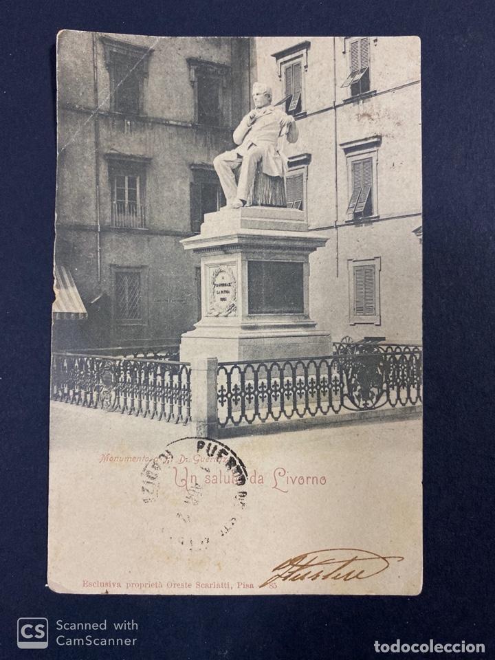 Postcards: TARJETA POSTAL DE ITALIA. LIVORNO. UN SALUTO DA LIVORNO. MONUMENTO A P.D. GUERRAZ.