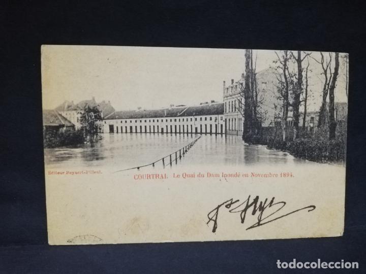 Postkarten: TARJETA POSTAL. BELGICA. COURTRAI. LE QUAI DU DAM INONDE EN NOVEMBRE 1894.