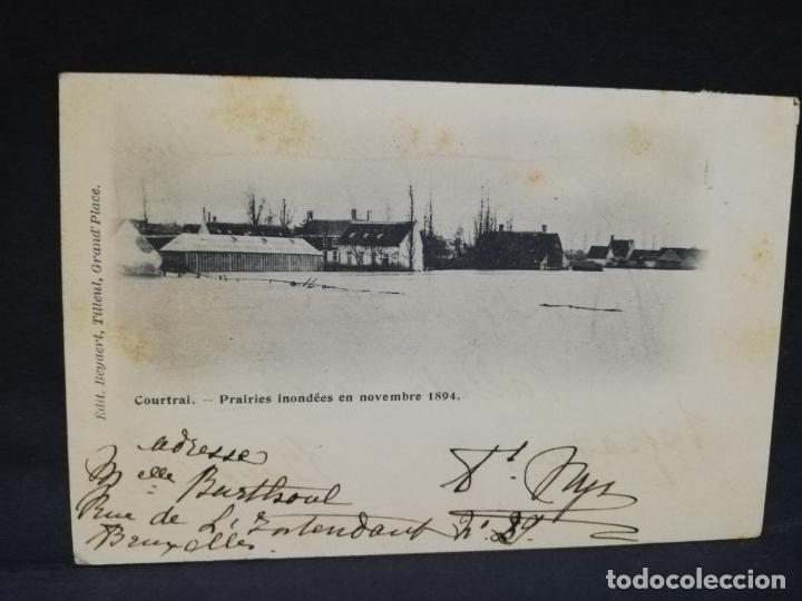 Postkarten: TARJETA POSTAL. BELGICA. COURTRAI.PRAIRIES INONDEES EN NOVEMBRE 1894.