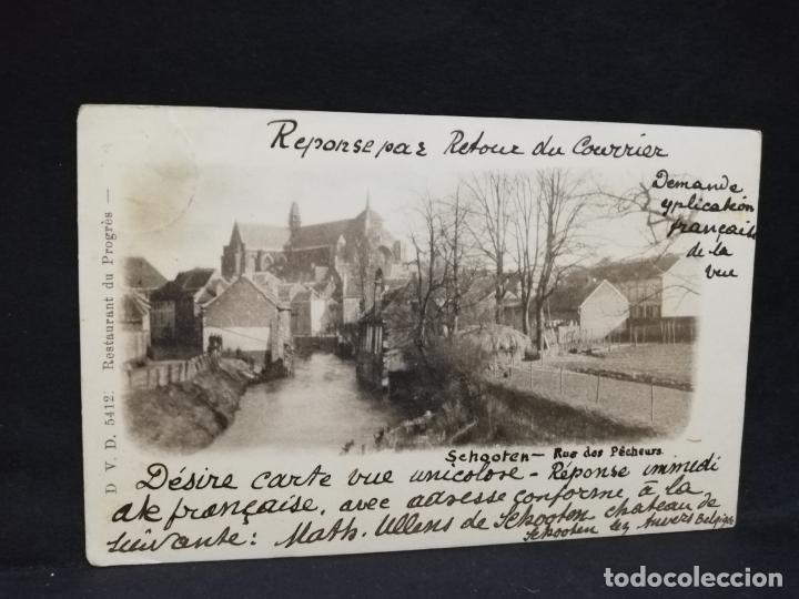 Postkarten: TARJETA POSTAL. FRANCIA. SCHOOTEN. RUE DES PECHEURS. RESTAURANT DU PROGRES.