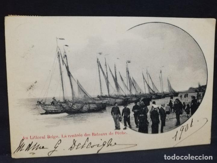 Postkarten: TARJETA POSTAL. BELGICA. AU LITORAL BELGE. LA RENTREE DES BATEANX DE PECHE.