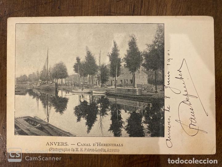 Postkarten: TARJETA POSTAL. BELGICA. AMBERES. ANVERS.CANAL D'HERENTHALS. 1901.