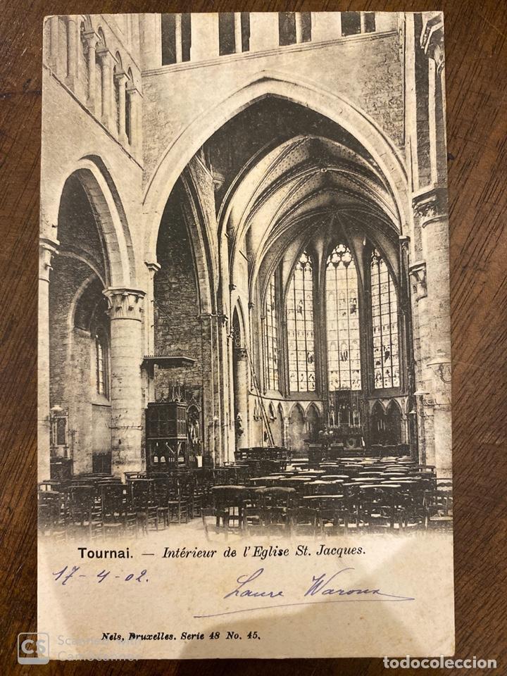 Postkarten: TARJETA POSTAL. BELGICA. HENAO. TOURNAI. INTERIEUR DE L'EGLISE ST. JACQUES. SERIE 48 N&ordm; 45. 1902