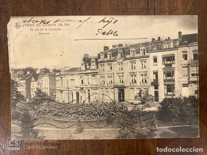 Postkarten: TARJETA POSTAL. BELGICA. LIEJA. VERVIERS. HOTEL DU CHEMIN DE FER.