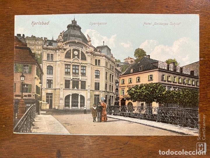 Postales: TARJETA POSTAL. ALEMANIA. BADEM-WURTEMBERG. KARLSBAD. SPARKASSE. HOTEL GOLDENES SCHILD.