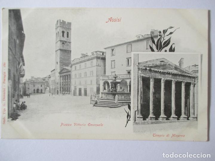 Postais: TARJETA POSTAL DE ITALIA. ASSISI. PIAZZA VITTORIO EMANUELE. TEMPIO DI MINERVA