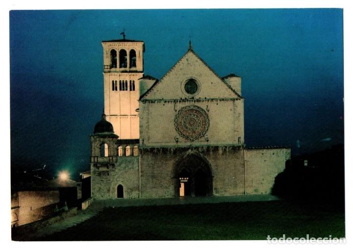 Postales: POST CARD ITALIA ITALY ASSISI AS&Iacute;S BAS&Iacute;LICA DE S. FRANCESCO SAN FRANCISCO BASILIQUE NOCTURNA NIGHT..
