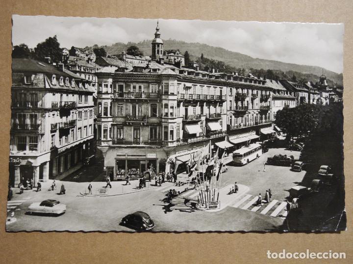Postais: Baden-Baden Leopoldsplatz. Circulada con sello 1956