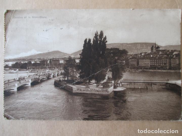 Postales: TARJETA POSTAL DE SUIZA. GENEVE ET LE MONT BLANC NEUCHATEL.