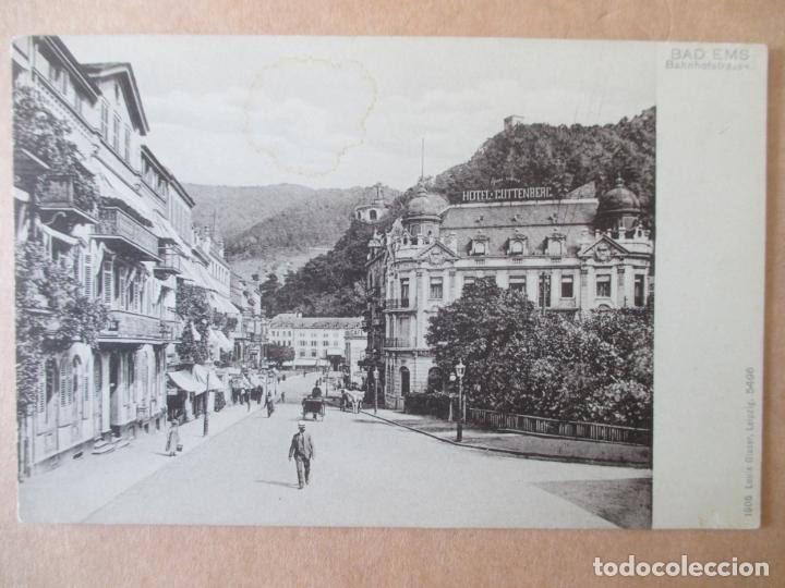 Postcards: TARJETA POSTAL DE SUIZA. BAD EMS. BAHNHOTSTRASSE. LOUIS GLASER LEIPZIG.
