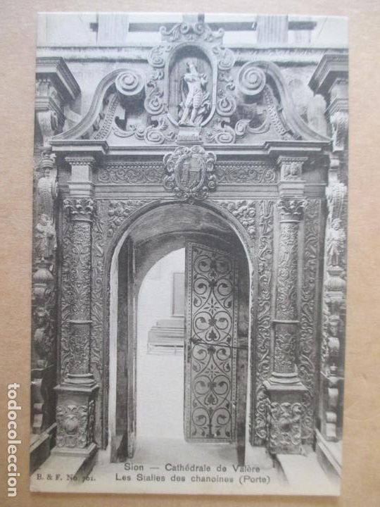 Postcards: TARJETA POSTAL DE SUIZA. 701. SION. CATHEDRALE DE VALERE. LES STALLES DES CHANOINES PORTE.