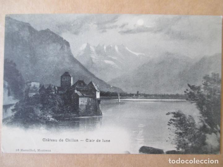 Postkarten: TARJETA POSTAL DE SUIZA. CHATEAU DE CHILLON. CLAIR DE LUNE. MARMILLOD.