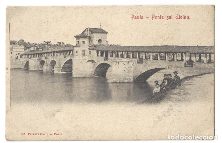 Postales: CARTOLINA POSTALE- PAVIA.- PONTE SUL TICINO. FERRARI CARLO. ITALIA- REVERSO NON DIVISO