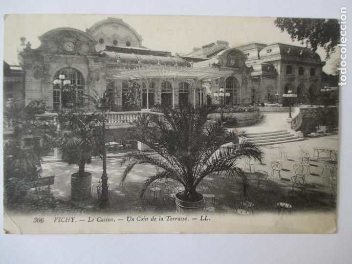 Postales: TARJETA POSTAL DE FRANCIA. 306 VICHY LE CASINO. UN COIN DE LA TERRASSE LL