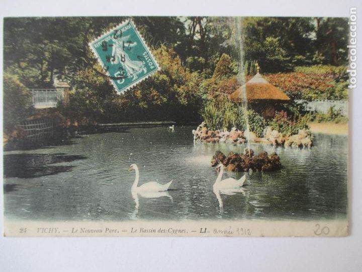 Cartes Postales: TARJETA POSTAL DE FRANCIA. 24 VICHY LE NOUVEAU PARC. LE BASSIN DES CYGNES LL